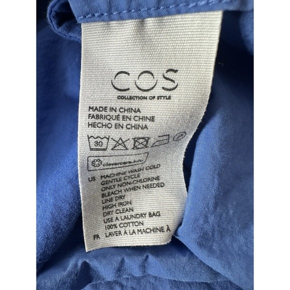 COS Dress Womens Size 8 Blue Short Sleeve Oversized Cocktail Formal Midi - Picture 7 of 12